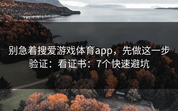 别急着搜爱游戏体育app,先做这一步验证:看证书:7个快速避坑 别急着搜爱游戏体育app,先做这一步验证:看证书:7个快速避坑